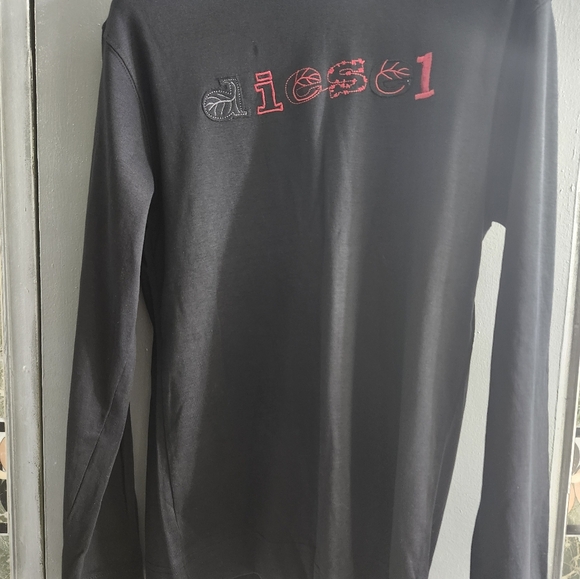 Diesel long sleeve cotton t-shirt blue with embroidery medium new with tag - Picture 3 of 4